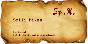 Szili Miksa névjegykártya